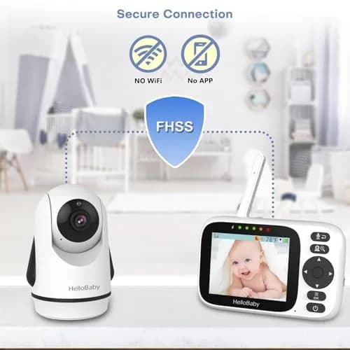 HelloBaby Video Baby Monitor 3 Cameras, 3.2" Screen, PTZ | No WiFi, 1000ft Range, Night Vision thumbnail 6