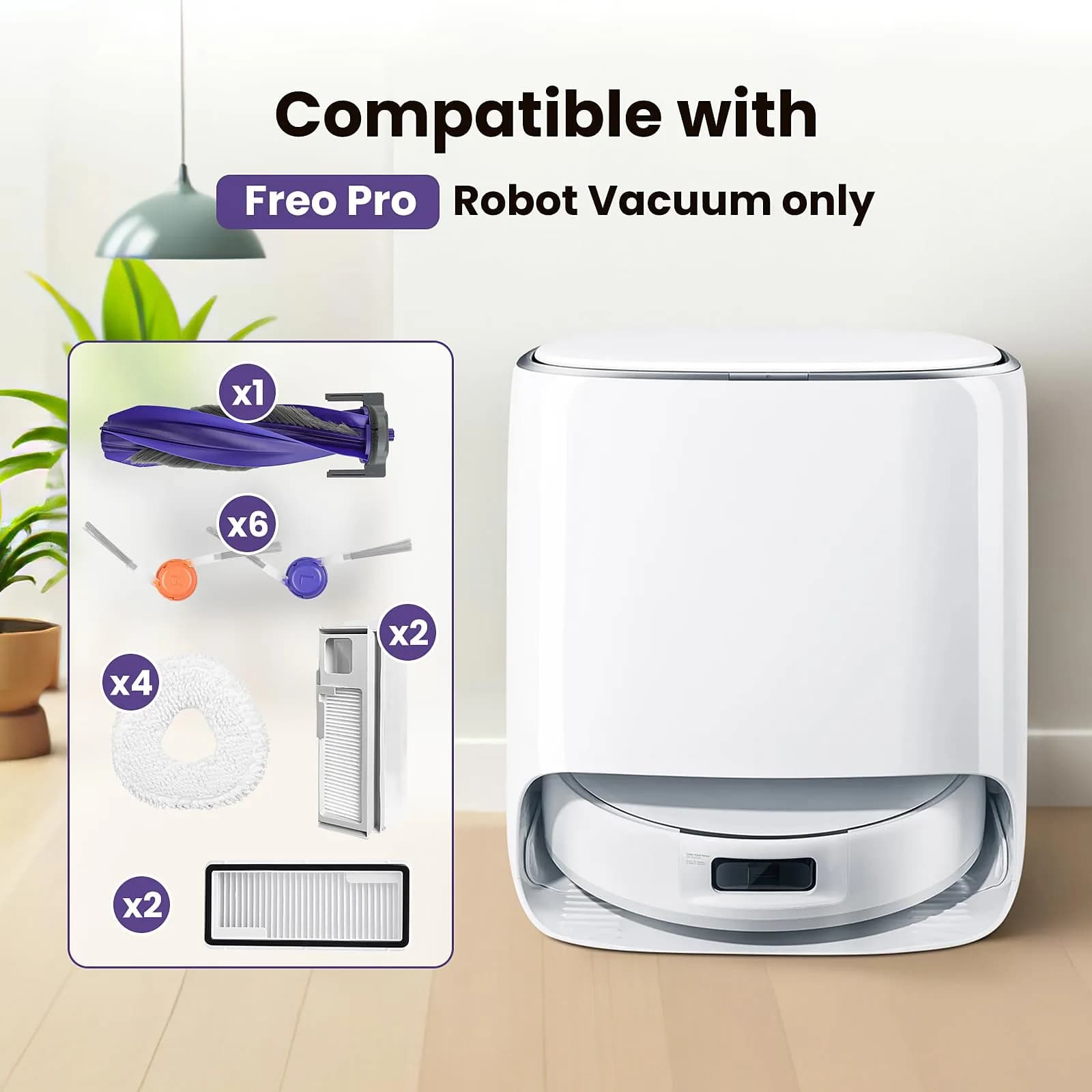BTRSOLUS Replacement Accessories Kit for Narwal Freo Pro Robot Vacuum Cleaner | 16 Pcs, Nylon, Microfiber, Plastic - view 2