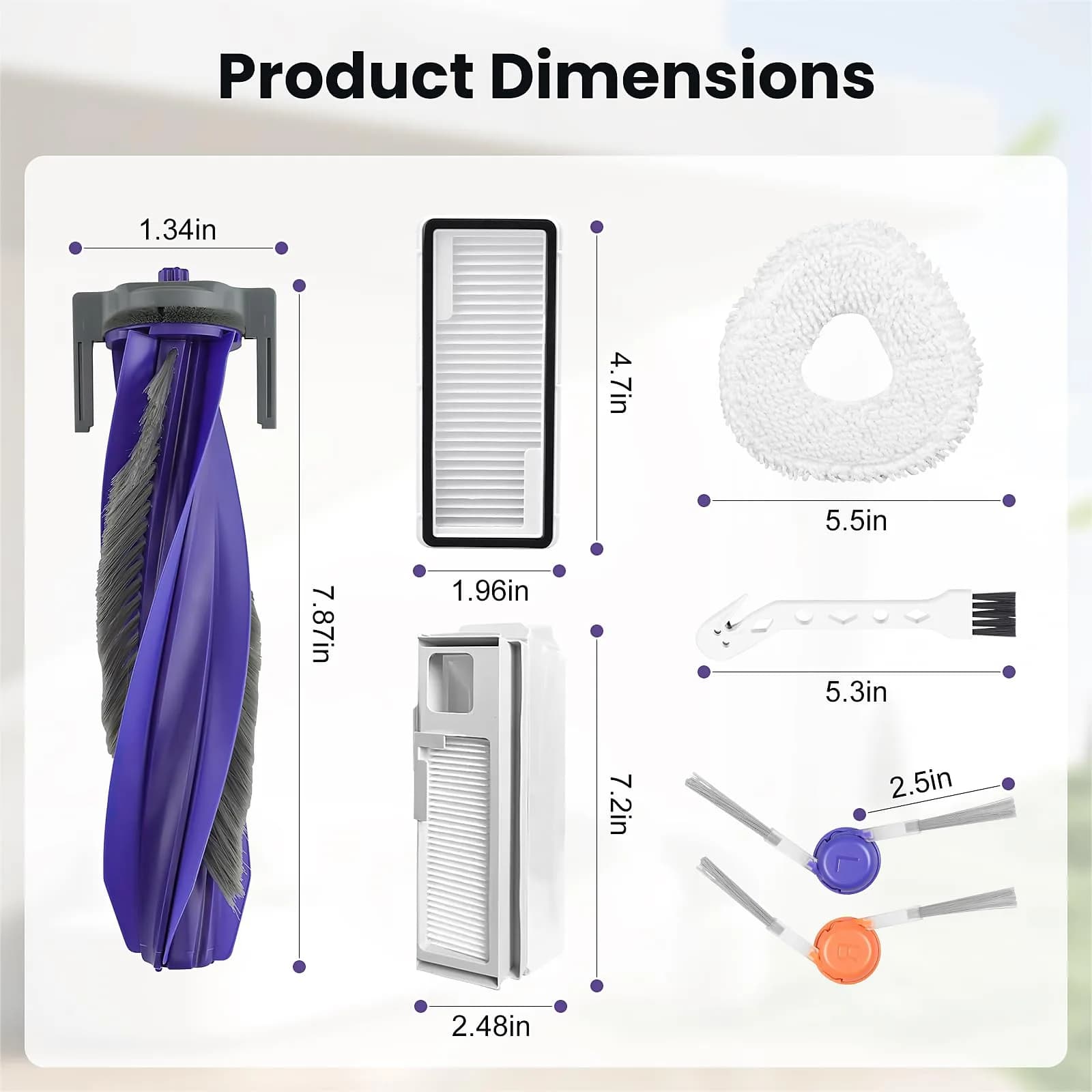 BTRSOLUS Replacement Accessories Kit for Narwal Freo Pro Robot Vacuum Cleaner | 16 Pcs, Nylon, Microfiber, Plastic - view 3