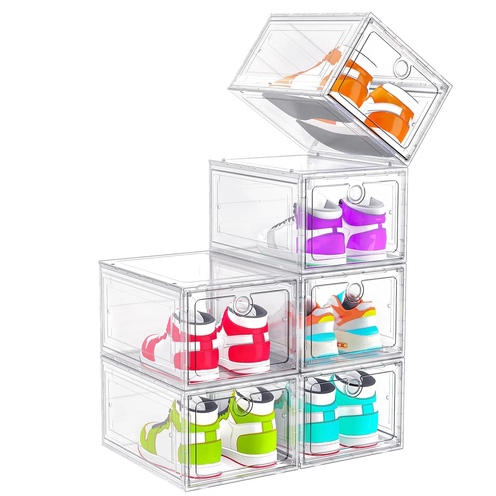 ARSTPEOE 6-Pack Clear Shoe Storage Boxes Magnetic Stackable | Space-Saving, Durable & Transparent - main product image