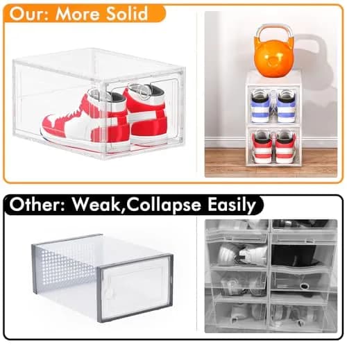 ARSTPEOE 6-Pack Clear Shoe Storage Boxes Magnetic Stackable | Space-Saving, Durable & Transparent thumbnail 4