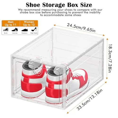 ARSTPEOE 6-Pack Clear Shoe Storage Boxes Magnetic Stackable | Space-Saving, Durable & Transparent thumbnail 2