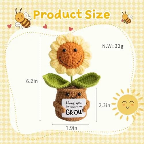 MS ZHENQIAO Sunflower Crochet Flower Pattern 12.7 cm (5 in) | Teacher Appreciation Gift thumbnail 2
