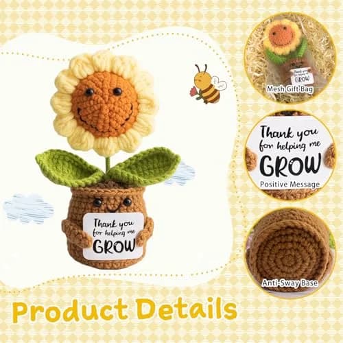 MS ZHENQIAO Sunflower Crochet Flower Pattern 12.7 cm (5 in) | Teacher Appreciation Gift thumbnail 3