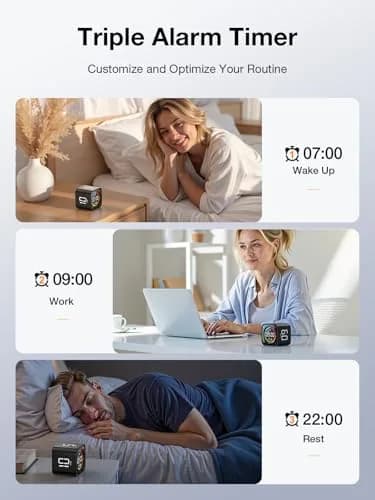 Ticktime TK3 Pomodoro Timer Cube | 25/5 Min Presets, Custom Countdown, Silent Alarm, Retro Desk Clock, Black thumbnail 6