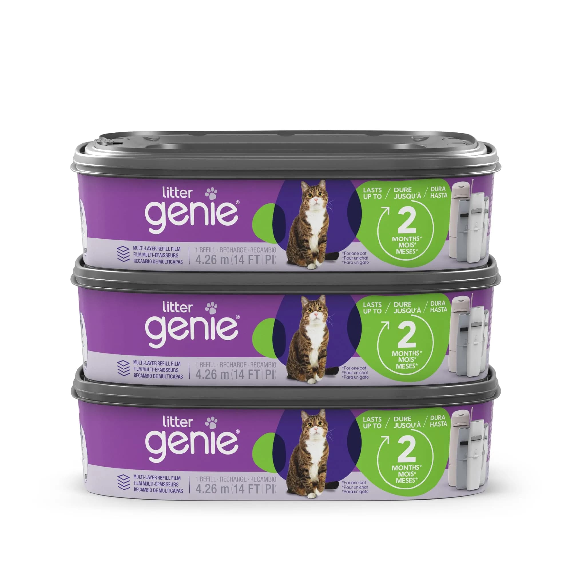 Litter Genie Refill Bags 14 FT Multi-Layers Odor-Barrier Technology 3-Pack | Locks Away Odor & Germs — 3-Pack
