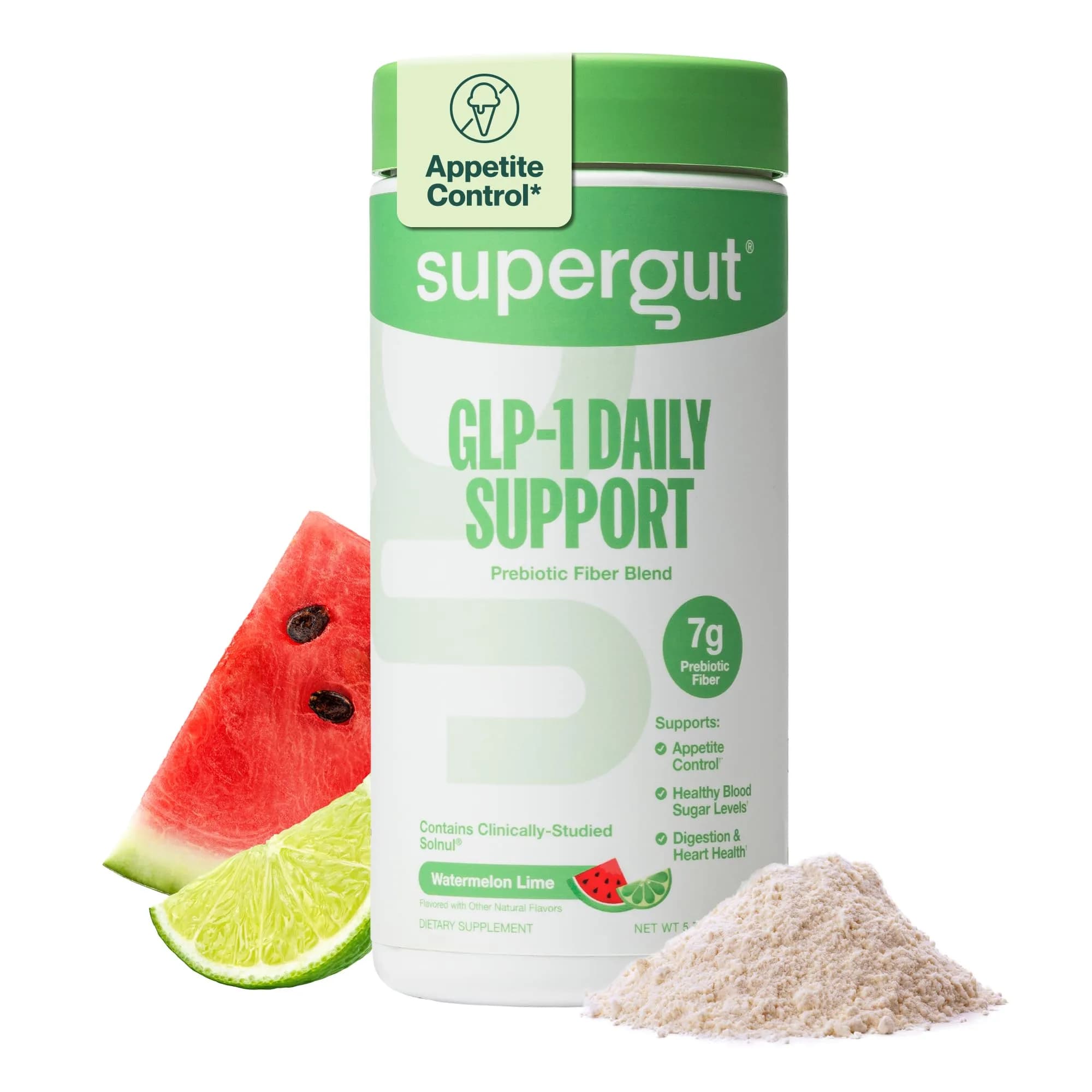 Supergut GLP1 Daily Support Watermelon Lime 18 Servings | Clinically Validated Prebiotic Fiber — Watermelon Lime (Canister) / 5.7 Ounce