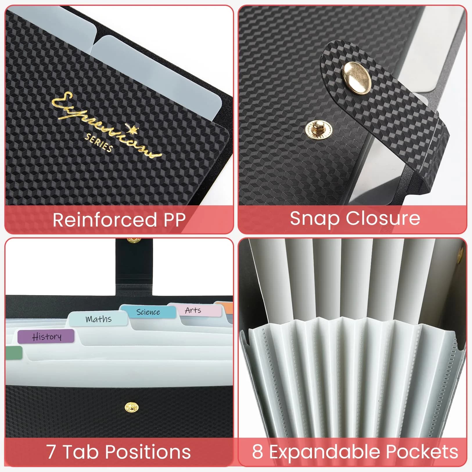 Sooez Accordion File Organizer Off White Letter Size | Durable Paper Bill Receipt Organizer for Home School Office - view 4