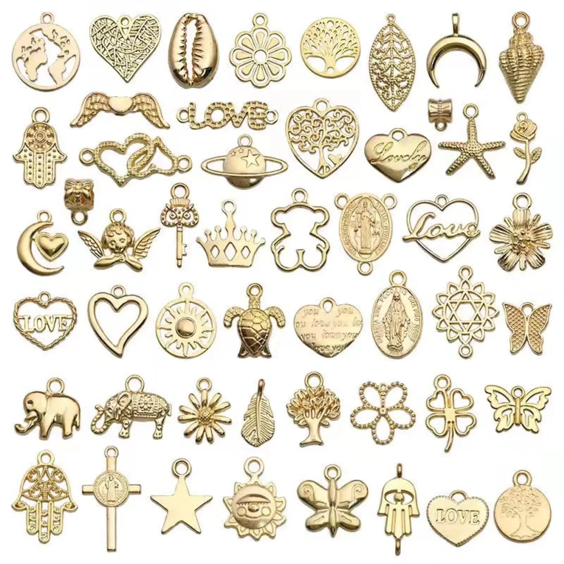 YouLuo Mixed Enamel Charms for Jewelry Making, 50Pcs KC Gold Alloy Charm Pendants | Assorted Designs — KC Gold