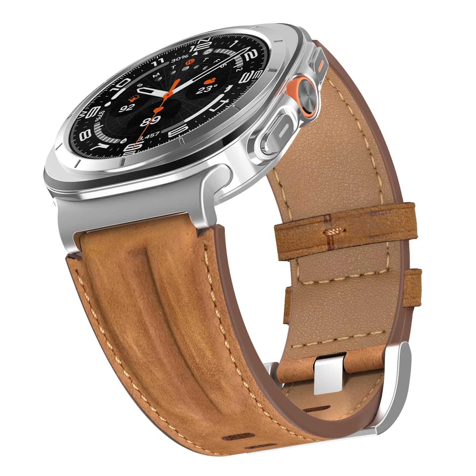 Bouixel Genuine Leather Band for Samsung Galaxy Watch Ultra 47mm | Deep Brown, 150mm-230mm Wrist — Deep Brown
