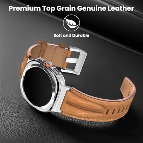 Bouixel Genuine Leather Band for Samsung Galaxy Watch Ultra 47mm | Deep Brown, 150mm-230mm Wrist thumbnail 4