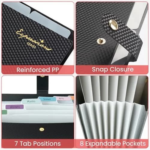 Sooez Accordion File Organizer 8 Pocket, Expanding File Folder with Labels, Sky Blue 32.99 cm (13 in) | Quality Construction for Office & School thumbnail 4