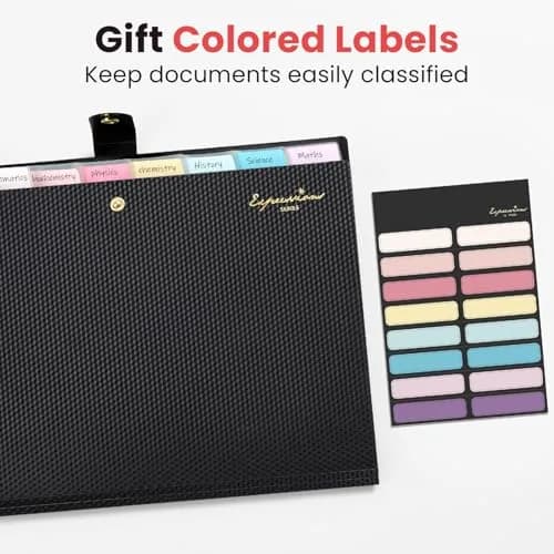 Sooez Accordion File Organizer 8 Pocket, Expanding File Folder with Labels, Sky Blue 32.99 cm (13 in) | Quality Construction for Office & School thumbnail 5