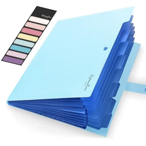 Sooez Accordion File Organizer 8 Pocket, Expanding File Folder with Labels, Sky Blue 32.99 cm (13 in) | Quality Construction for Office & School thumbnail 1