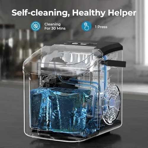 Antarctic Star Countertop Ice Maker Machine 26lbs/Day 8 Cubes in 6 Min | Black thumbnail 5