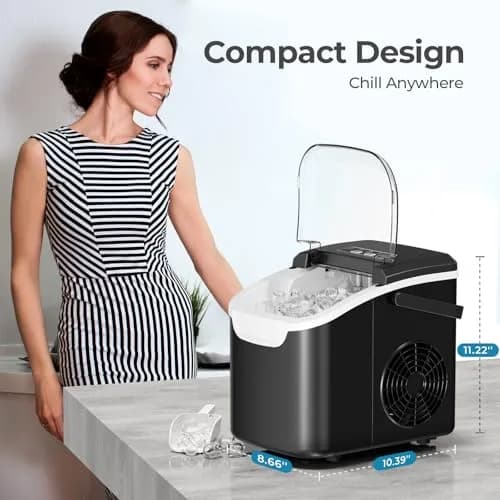 Antarctic Star Countertop Ice Maker Machine 26lbs/Day 8 Cubes in 6 Min | Black thumbnail 7