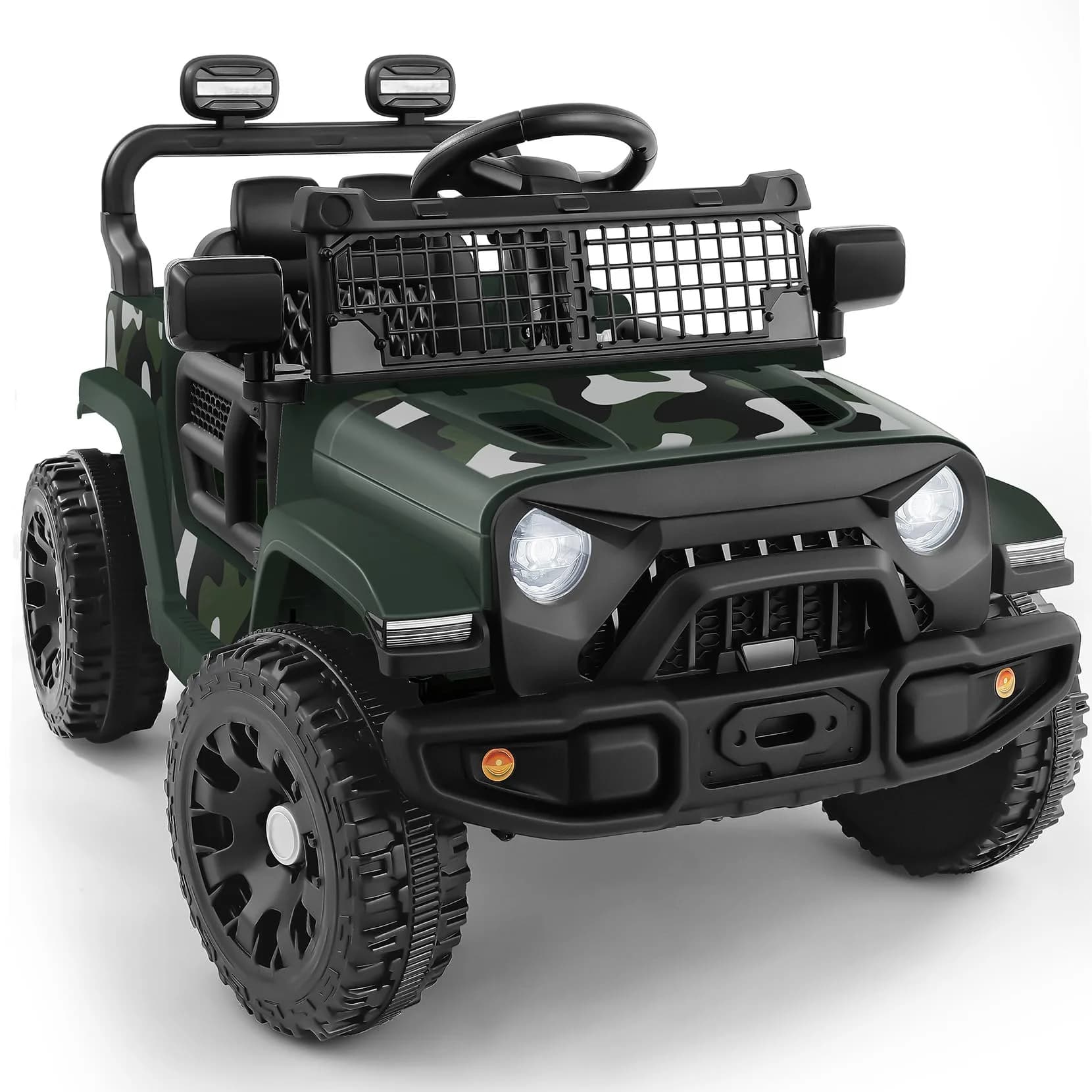ELEMARA Ride On Car, Bluetooth Ride on Toys for Toddlers, 12V Kids Battery Powered Vehicles w/Remote, 3.5 mph Motorized Off-Road Truck, LED Lights- Green — Green