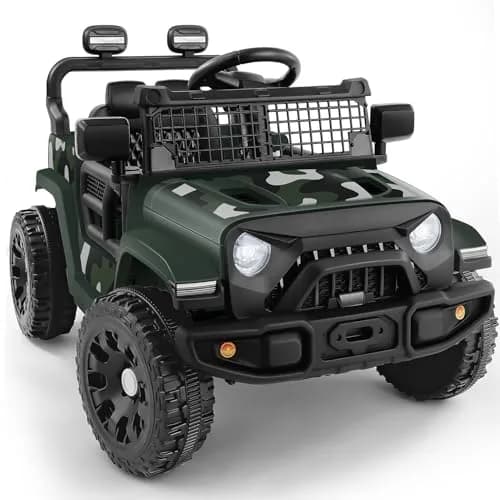 ELEMARA Ride On Car, Bluetooth Ride on Toys for Toddlers, 12V Kids Battery Powered Vehicles w/Remote, 3.5 mph Motorized Off-Road Truck, LED Lights- Green thumbnail 1