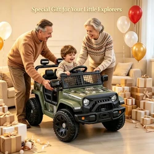ELEMARA Ride On Car, Bluetooth Ride on Toys for Toddlers, 12V Kids Battery Powered Vehicles w/Remote, 3.5 mph Motorized Off-Road Truck, LED Lights- Green thumbnail 8