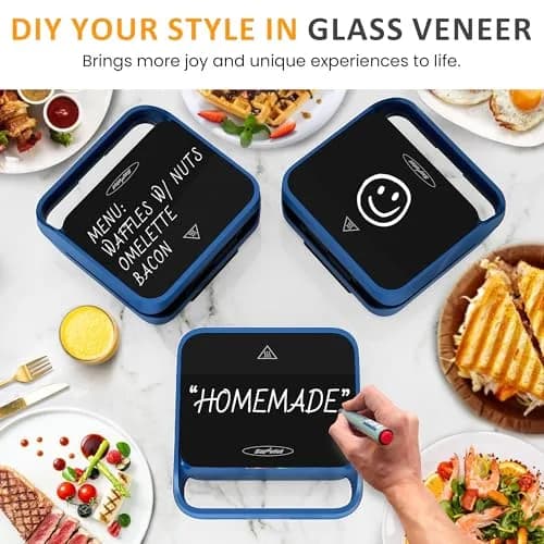 SUNVIVI 3 in 1 Electric Sandwich Maker with Removable Nonstick Plates | 850W, Blue thumbnail 7
