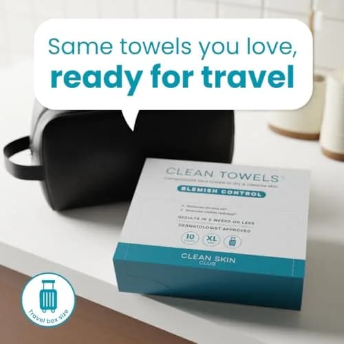 CLEAN SKIN CLUB Blemish Control Clean Towels XL Travel Pack | Exfoliating Face Towels for Oily Skin, Eczema Association Accepted, TSA-Approved (10 Count) thumbnail 3