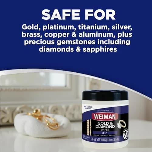 Weiman Gold & Diamond 3-in-1 Wipes - 1 Count | Cleans, Shines, Protects Jewelry thumbnail 7