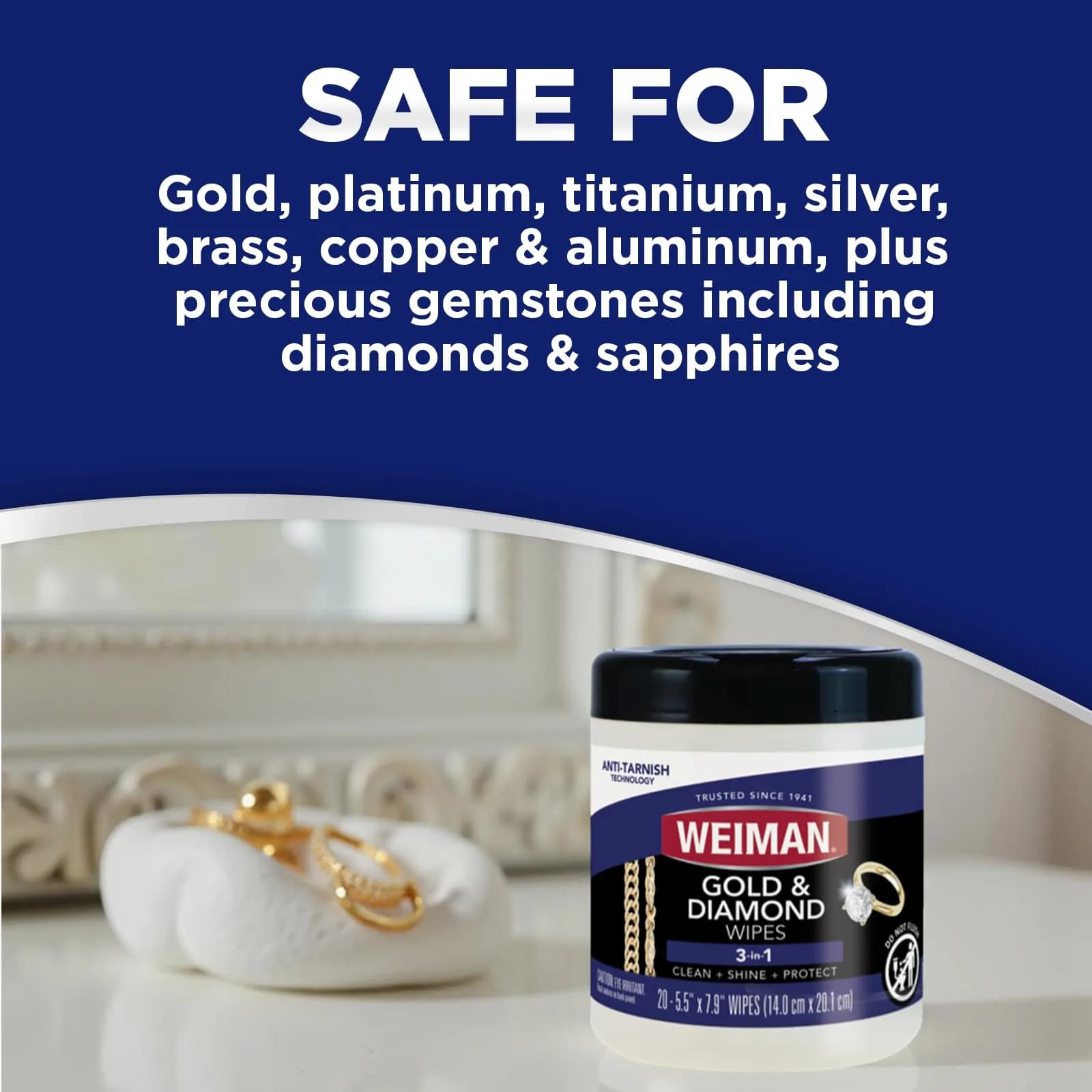 Weiman Gold & Diamond 3-in-1 Wipes - 1 Count | Cleans, Shines, Protects Jewelry - view 7
