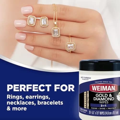 Weiman Gold & Diamond 3-in-1 Wipes - 1 Count | Cleans, Shines, Protects Jewelry thumbnail 8