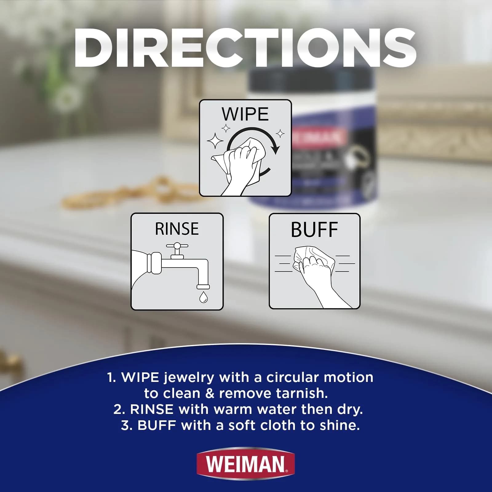 Weiman Gold & Diamond 3-in-1 Wipes - 1 Count | Cleans, Shines, Protects Jewelry - view 9