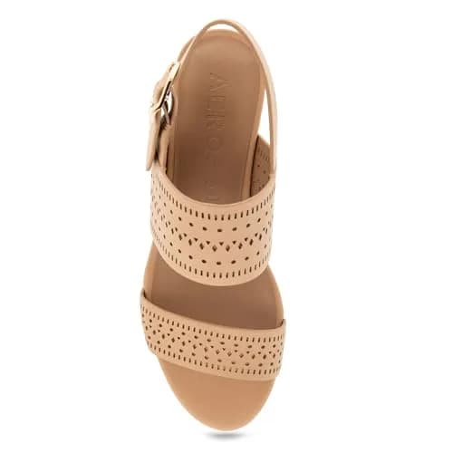 Aerosoles Women's Camera Platform Heeled Sandal, Beige Bisque Perf Faux Leather, 7W | Chic, Versatile, US Imported thumbnail 7