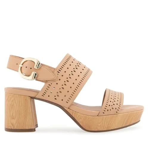 Aerosoles Women's Camera Platform Heeled Sandal, Beige Bisque Perf Faux Leather, 7W | Chic, Versatile, US Imported thumbnail 8