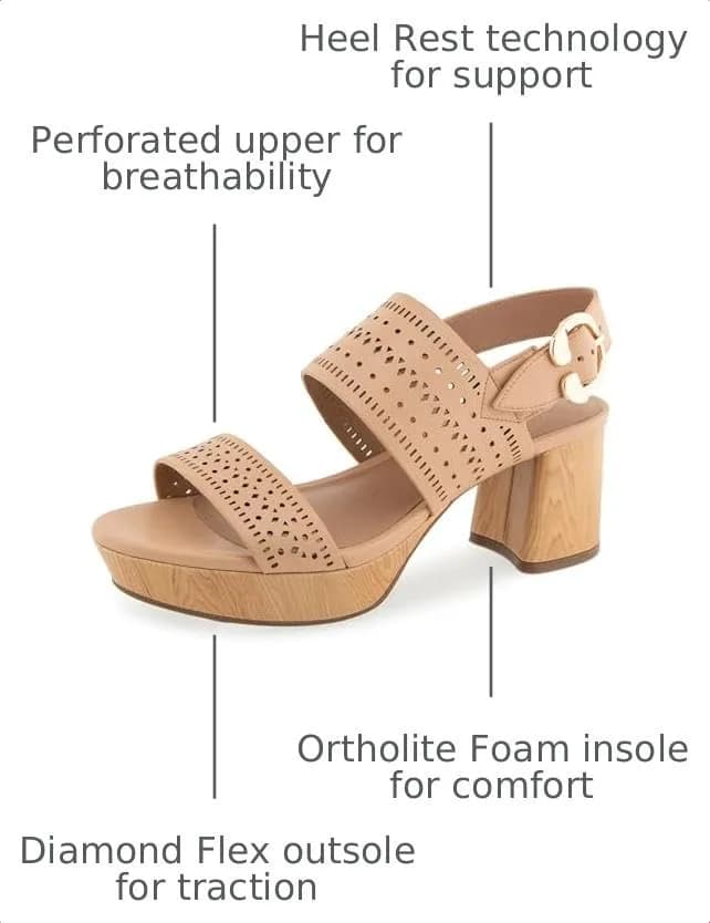 Aerosoles Women's Camera Platform Heeled Sandal, Beige Bisque Perf Faux Leather, 7W | Chic, Versatile, US Imported thumbnail 3