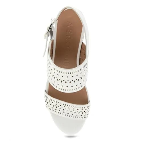 Aerosoles Women's Camera Platform Heeled Sandal, White Faux Leather, 6W | Versatile Chic with 3-Inch Platform Heel thumbnail 7
