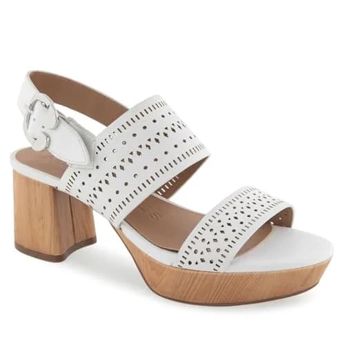 Aerosoles Women's Camera Platform Heeled Sandal, White Faux Leather, 6W | Versatile Chic with 3-Inch Platform Heel thumbnail 2