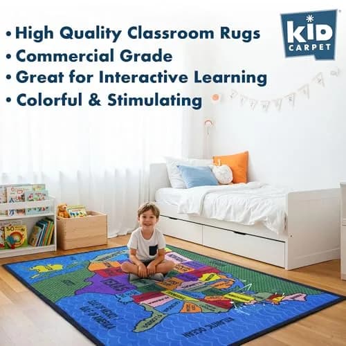 KIDCARPET.COM Map of the USA Classroom Rug 7'6"x 12' | Educational Kids Learning Play Mat thumbnail 7