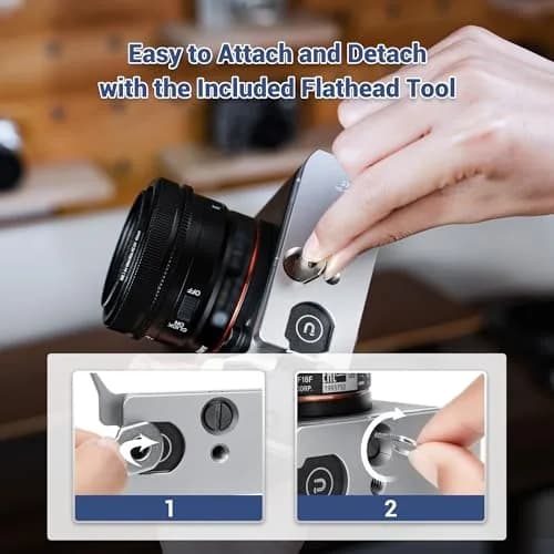 JJC Silver Camera Support Hand Grip for Sony A7CII A7CR with Arca-Type Plate & AirTag Slot | 1/4"-20 Tripod Socket thumbnail 5