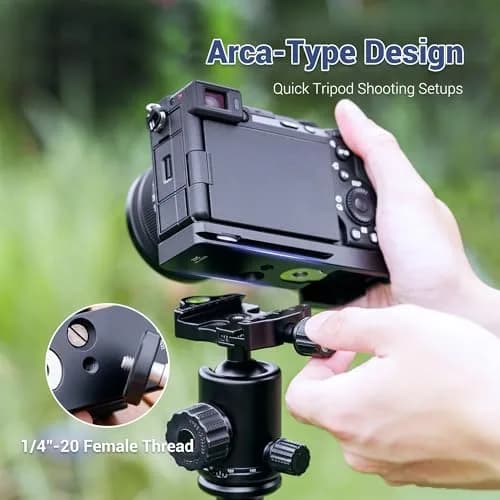 JJC Silver Camera Support Hand Grip for Sony A7CII A7CR with Arca-Type Plate & AirTag Slot | 1/4"-20 Tripod Socket thumbnail 3