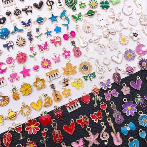YouLuo Jewelry Charms Assorted Gold Plated Enamel 100pcs | Creative DIY Jewelry Supplies thumbnail 1