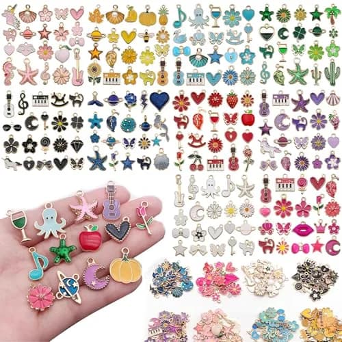 YouLuo Jewelry Charms Assorted Gold Plated Enamel 100pcs | Creative DIY Jewelry Supplies thumbnail 7