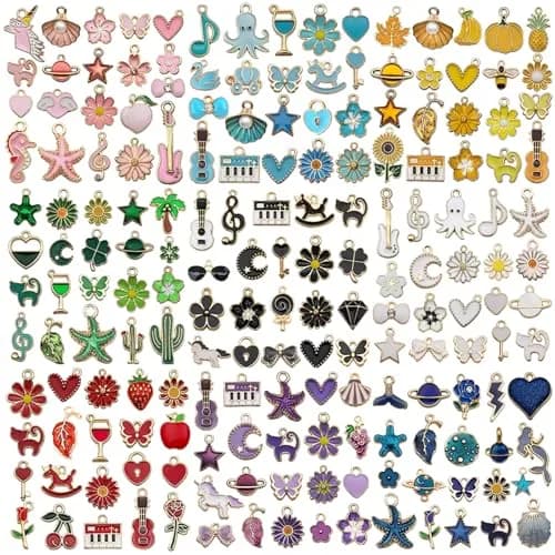 YouLuo Jewelry Charms Assorted Gold Plated Enamel 100pcs | Creative DIY Jewelry Supplies thumbnail 9