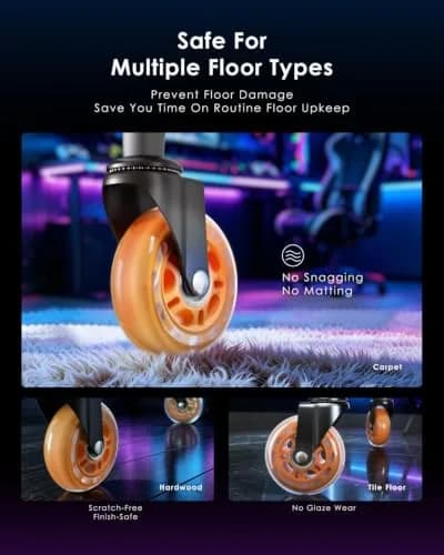 RidRed Orange Heavy-Duty Office Chair Wheels | 7.6 cm (3 Inch) Rollerblade Casters, 5-Pack, Noise-Free, Universal Fit thumbnail 4