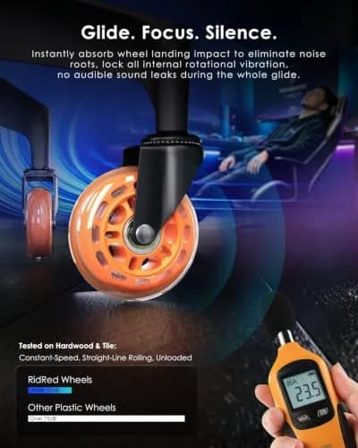 RidRed Orange Heavy-Duty Office Chair Wheels | 7.6 cm (3 Inch) Rollerblade Casters, 5-Pack, Noise-Free, Universal Fit thumbnail 5
