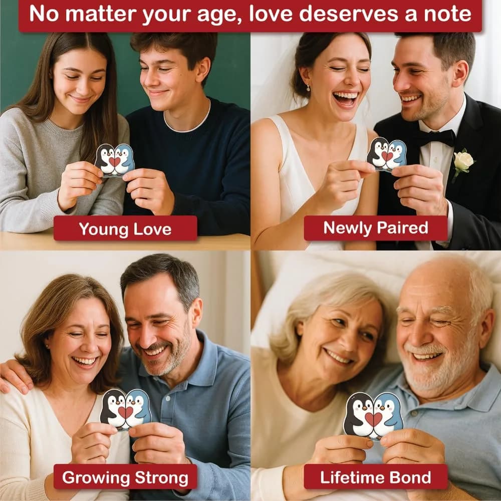 DEARMINE Penguin Couple's Love Notes Jar | 60 Affirmation Cards for Him Her - view 2