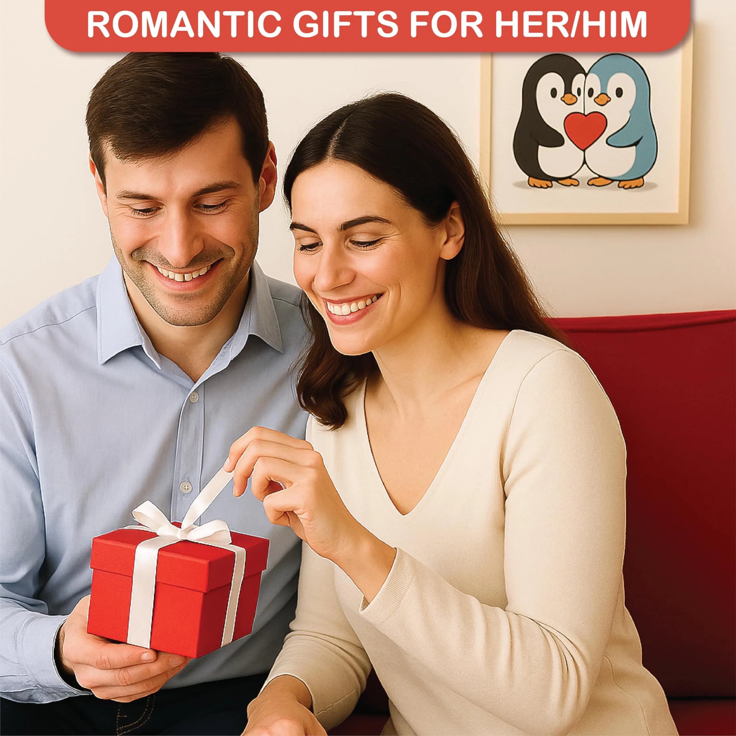 DEARMINE Penguin Couple's Love Notes Jar | 60 Affirmation Cards for Him Her - view 8