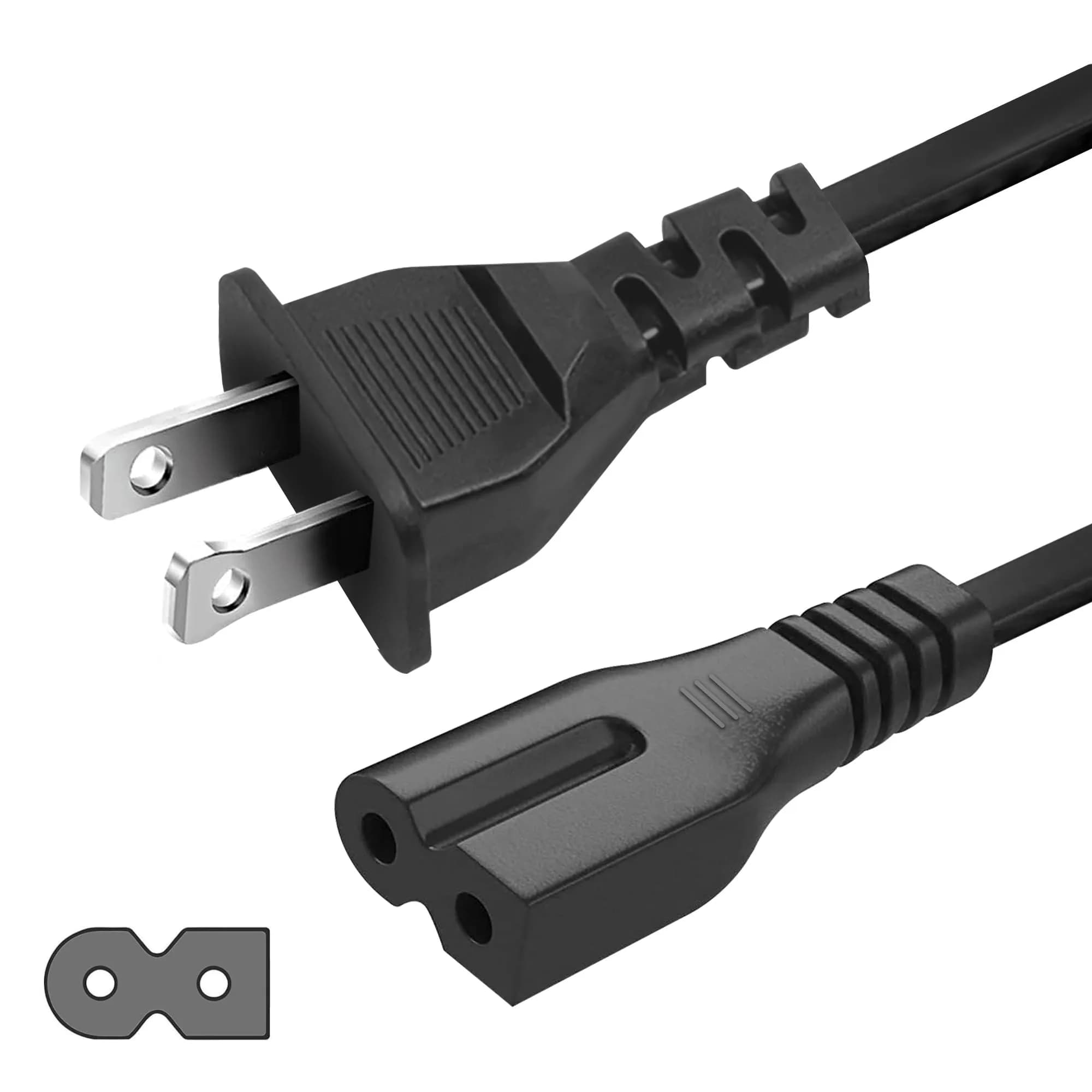 LORDTRONICS 3ft AC 2 Prong C7P Polarized Power Cord for PlayStation 1, PS2 & Vizio TV | Durable, Compatible & 125V/7A - main product image
