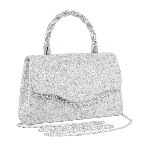 JIAN YA NA Women's Sequins Evening Bag with Round Top Handle & Detachable Chain | 21 cm (8") thumbnail 1