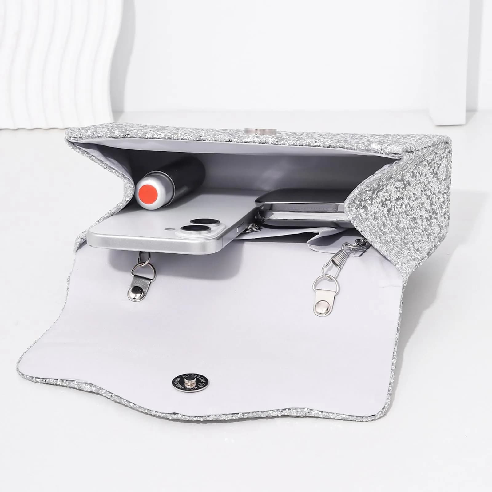 JIAN YA NA Women's Sequins Evening Bag with Round Top Handle & Detachable Chain | 21 cm (8") - view 3