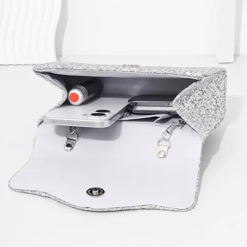JIAN YA NA Women's Sequins Evening Bag with Round Top Handle & Detachable Chain | 21 cm (8") thumbnail 3