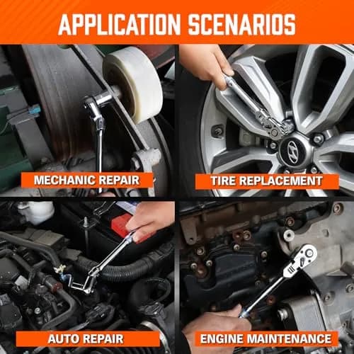 HORUSDY 3/8" Drive 90-Tooth Flex Head Ratchet Handle, 180° Adjustable CR-V Ratchet with Quick Release & Reversible Switch, 4° Swing Arc Socket Wrench for Automotive, Bike & DIY Repair | Heavy-Duty CR-V Steel thumbnail 7