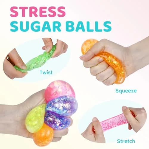 VESPRO 12 Pack Fidget Stress Balls 4.1cm (1.6in) | Non-Toxic, BPA-Free, ASTM-Tested thumbnail 3